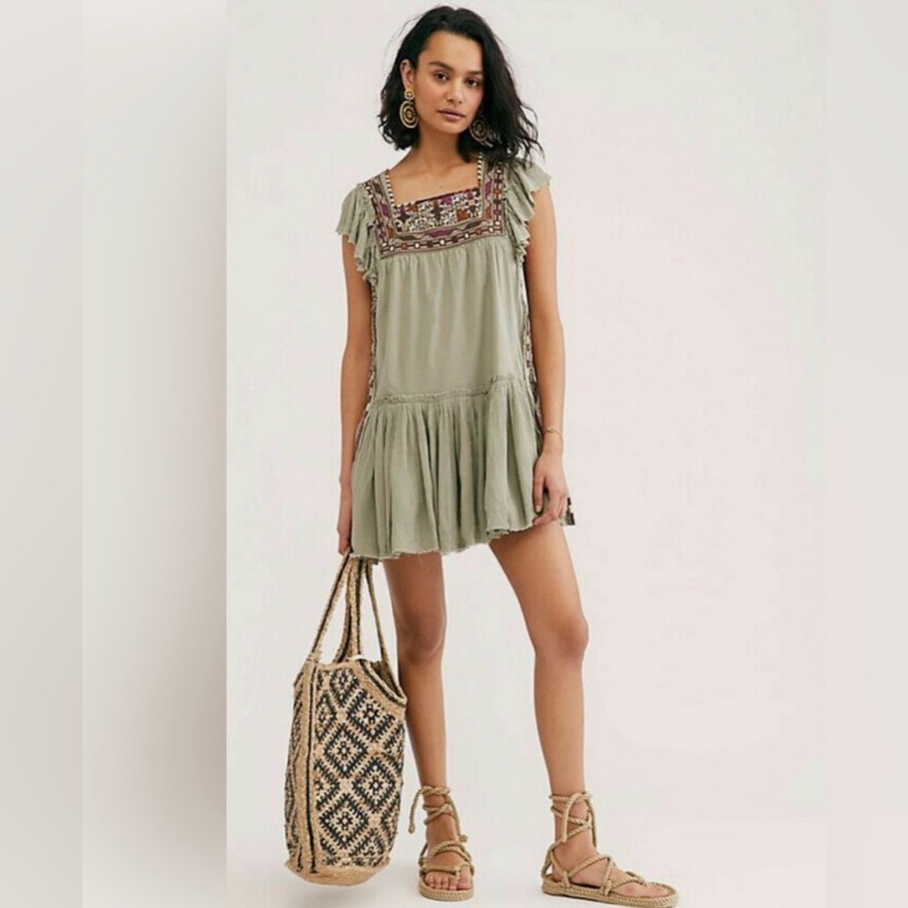 Free people green boho dress